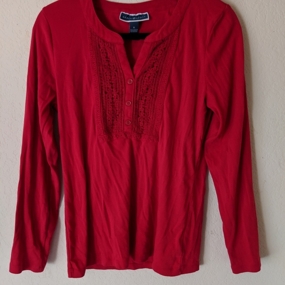 Karen Scott Red Long Sleeve M